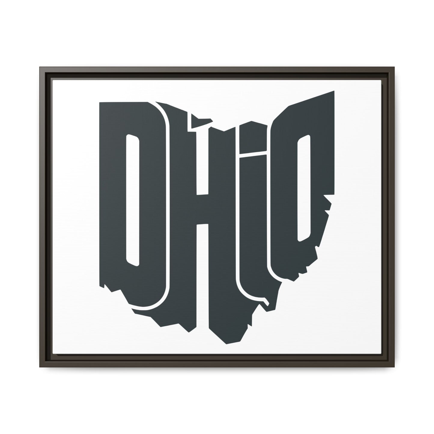 Ohio State Shape Matte Canvas Wall Art — Framed Modern State Typography Print