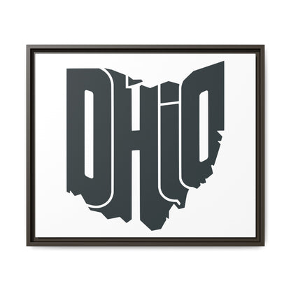 Ohio State Shape Matte Canvas Wall Art — Framed Modern State Typography Print
