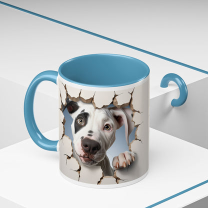 Pit Bull Peekaboo Accent Coffee Mug – Funny Dog Face Tear Design (11/15oz)