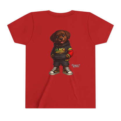 Youth Tee — Cute Puppy 'Black History' Graphic Shirt