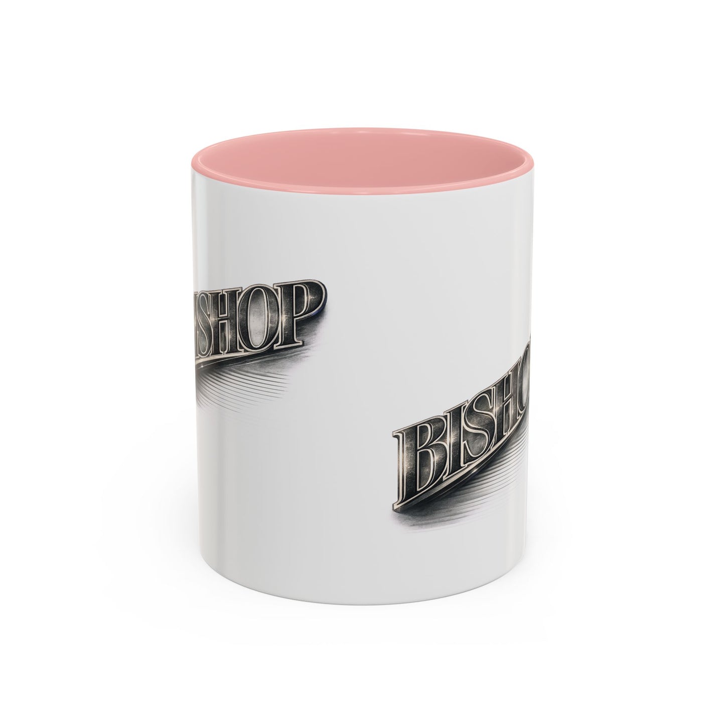 Vintage 'Bishop' Accent Coffee Mug — Retro Metallic Text Ceramic Mug (11/15oz)