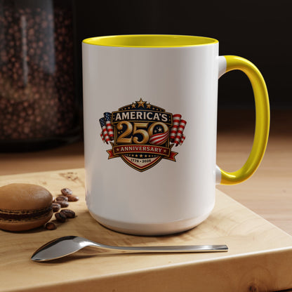 25th Anniversary America Accent Coffee Mug — Patriotic Flag Keepsake (11/15 oz)
