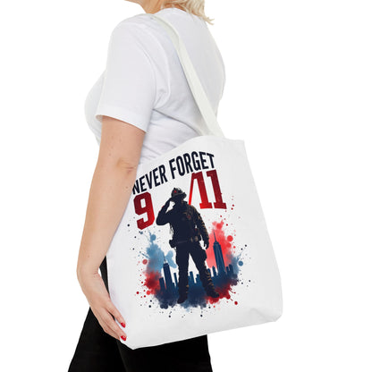 Never Forget 9/11 Tribute Tote Bag — Memorial Patriotic Canvas Carryall