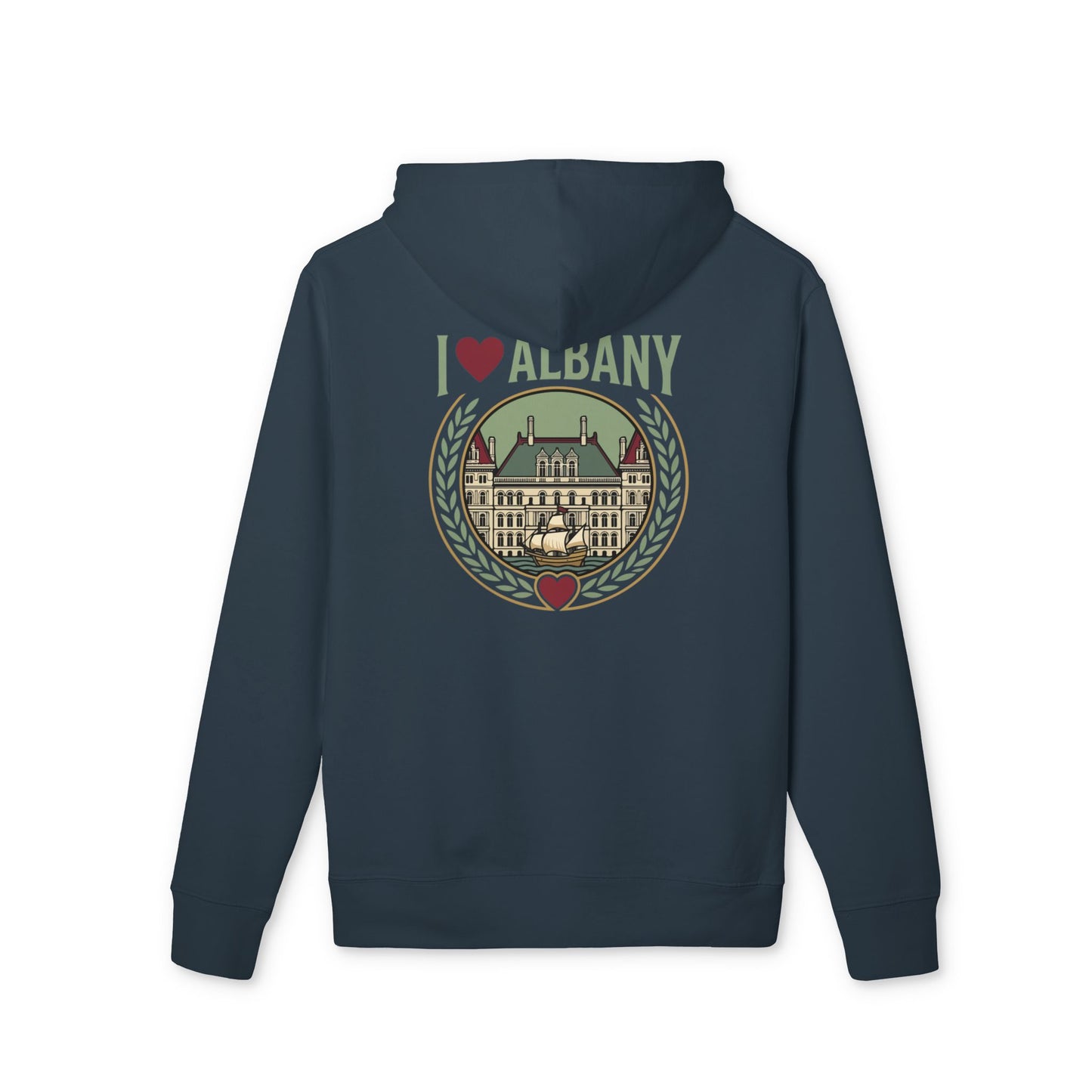I Heart Albany Hoodie — Vintage Cityscape Pullover