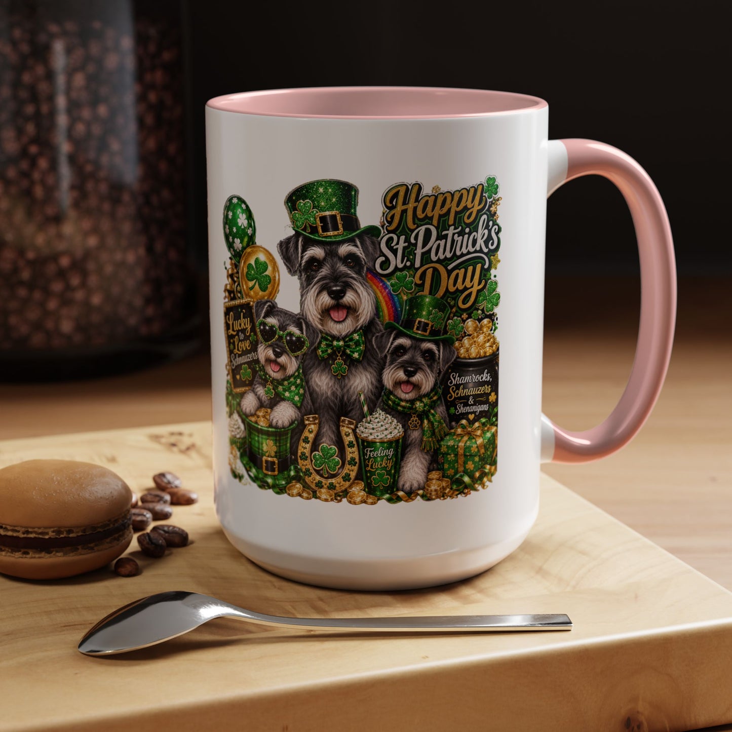 St. Patrick’s Day Dog Coffee Mug — Happy St. Patrick’s Day Accent Mug (11/15oz)