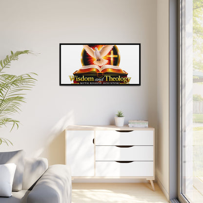 Framed Canvas Print — "Wisdom and Theology" Dove & Bible Wall Art