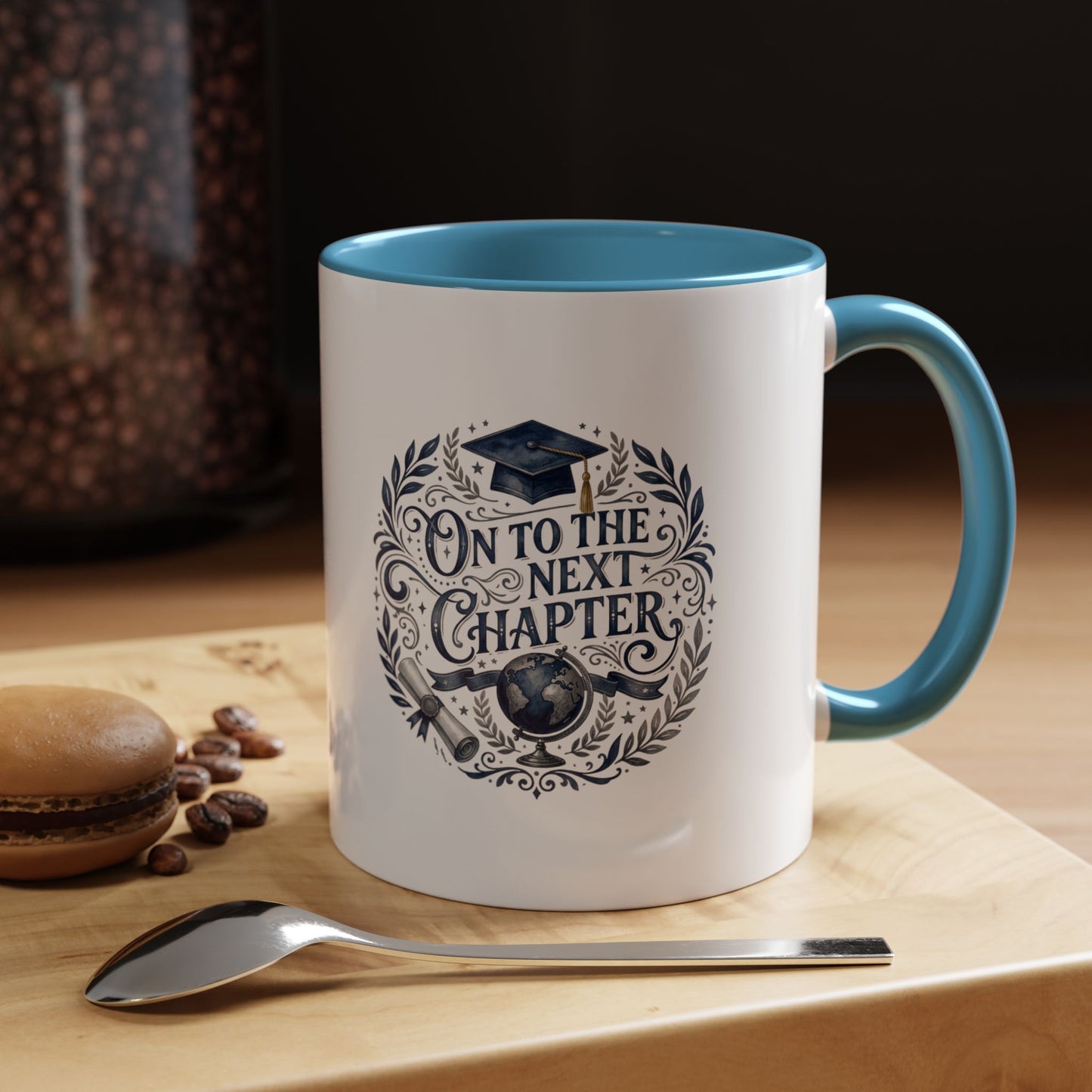 Graduation Coffee Mug — "On to the Next Chapter" Ceramic Accent Mug