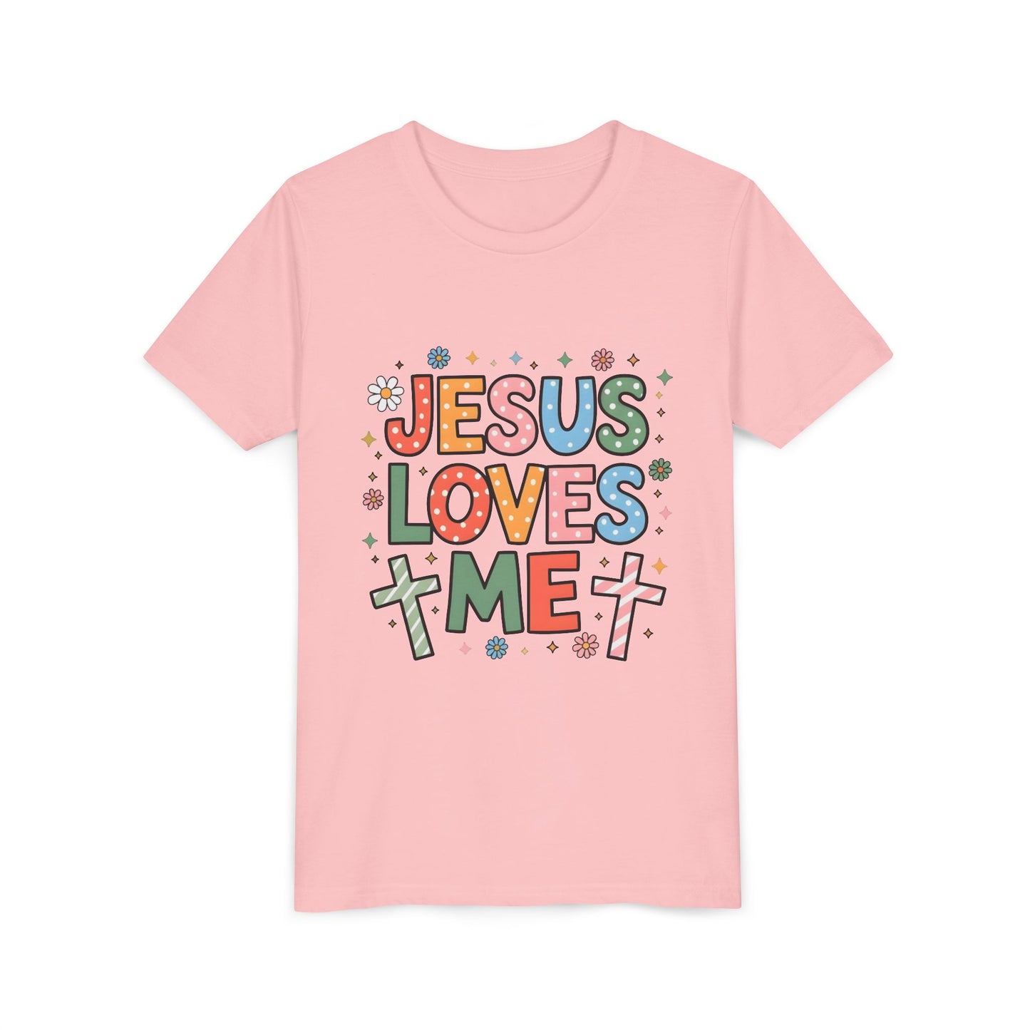 Youth Tee — "Jesus Loves Me" Colorful Christian Kids T-Shirt