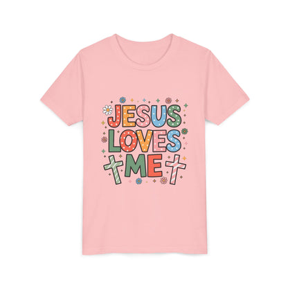 Youth Tee — "Jesus Loves Me" Colorful Christian Kids T-Shirt