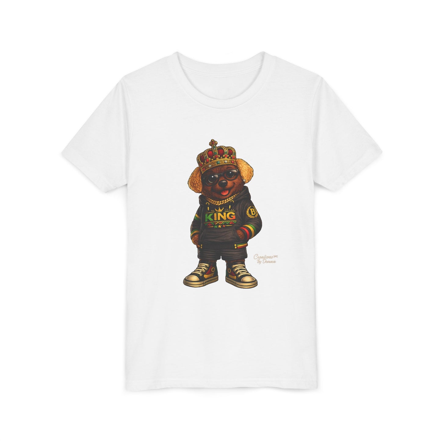 Youth Tee — 'Lil King' Crowned Bear Graphic Shirt
