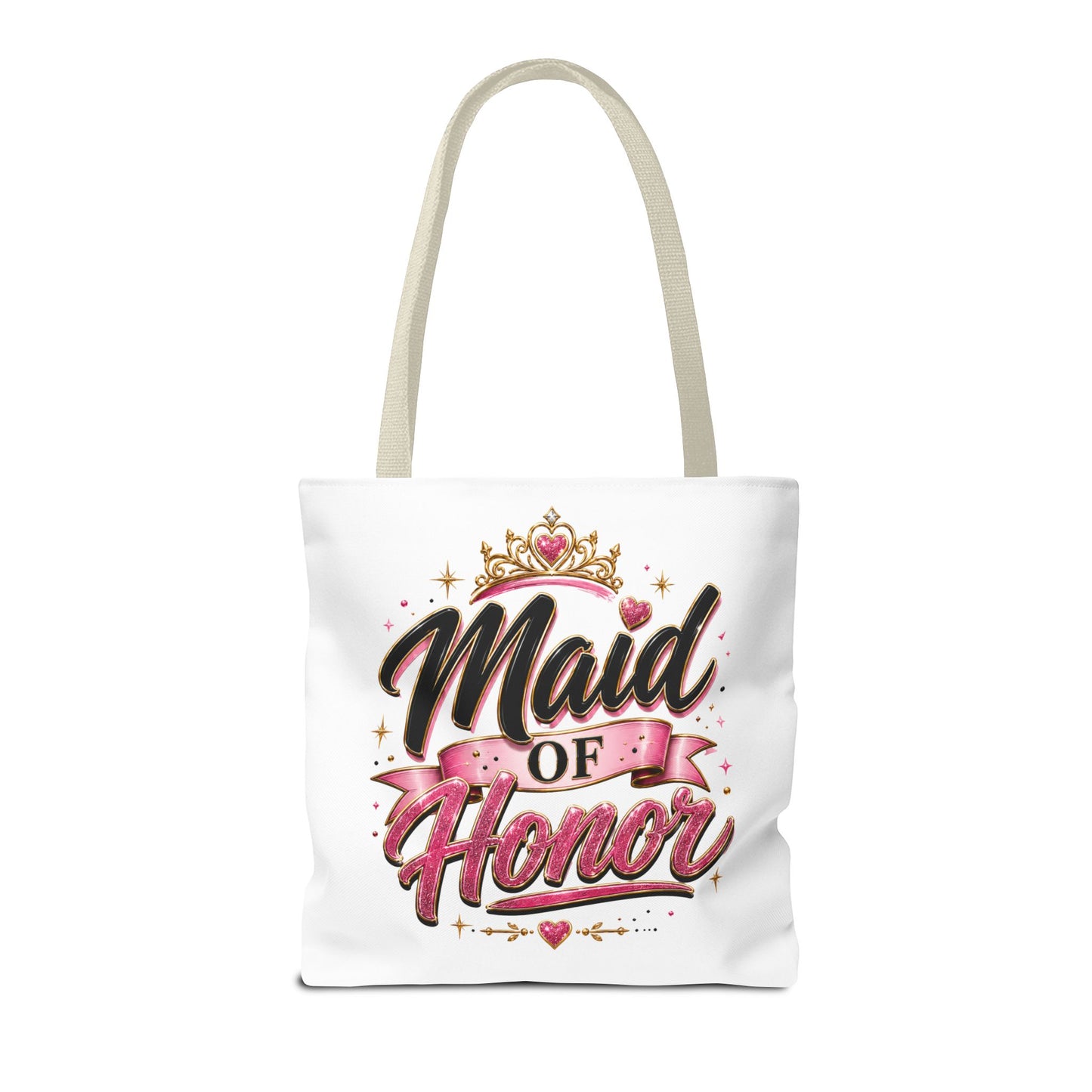 Maid of Honor Tote Bag — Pink Crown Bridal Party Tote for Weddings & Bachelorette