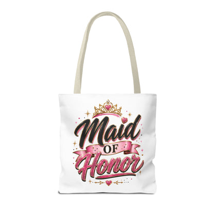 Maid of Honor Tote Bag — Pink Crown Bridal Party Tote for Weddings & Bachelorette
