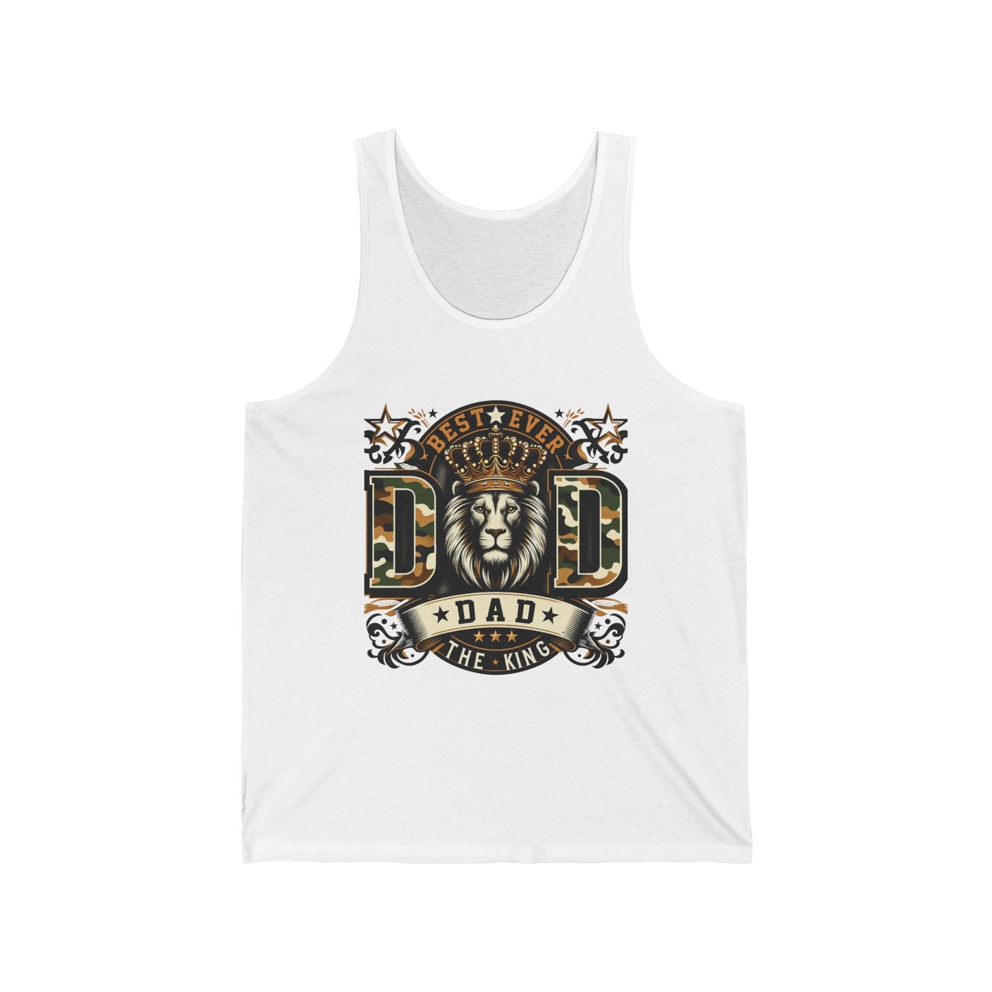 Dad Tank Top — "Best Ever Dad The King" Lion Graphic Fathers Day Gift