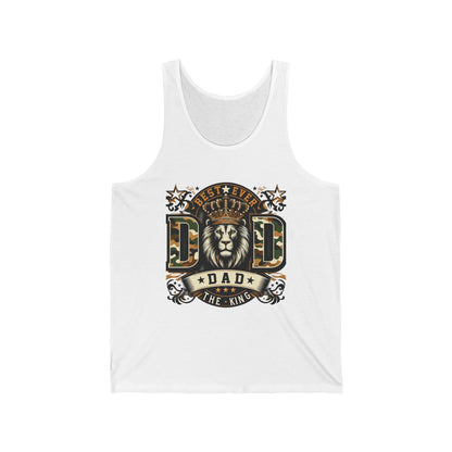 Dad Tank Top — "Best Ever Dad The King" Lion Graphic Fathers Day Gift