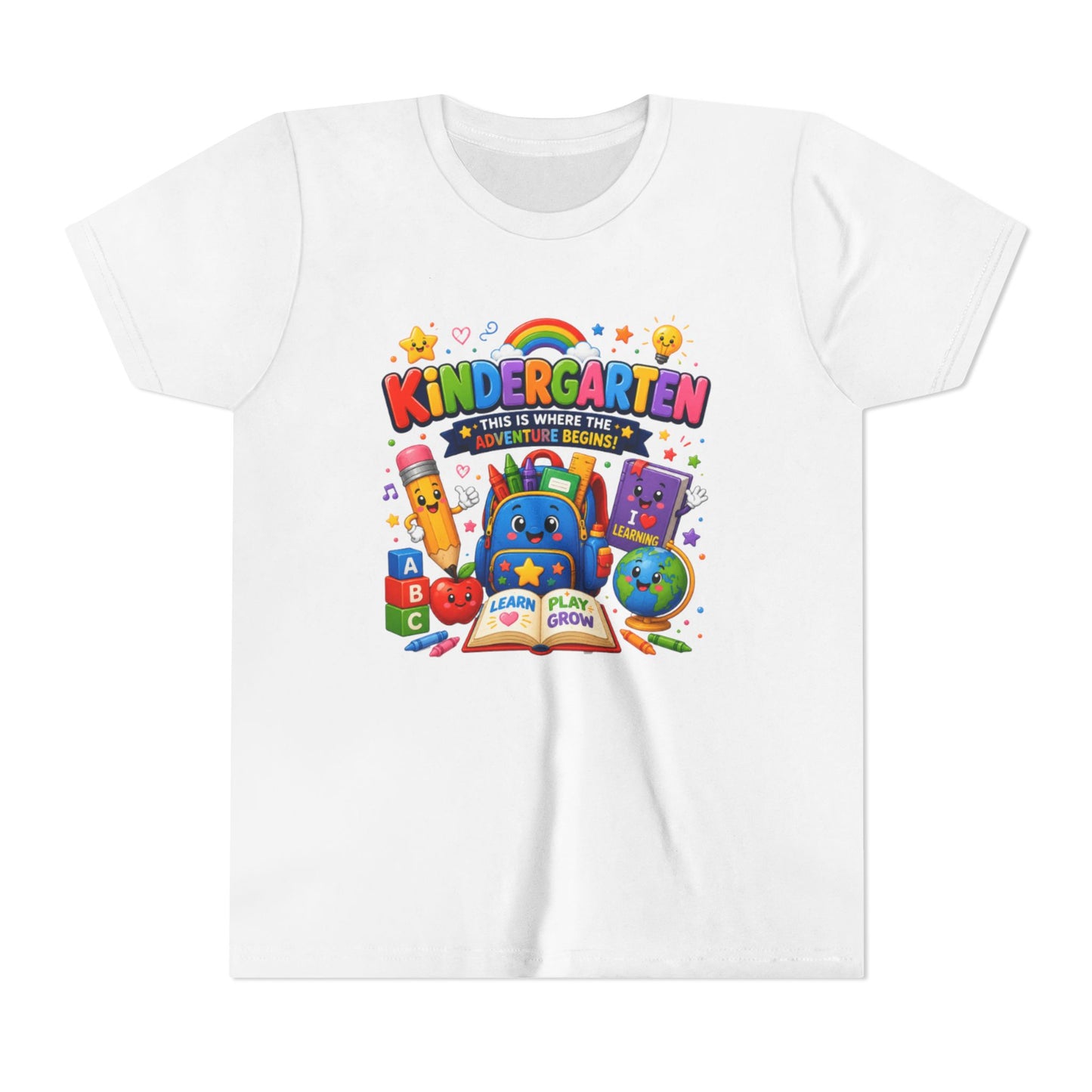 Kindergarten Kids T‑Shirt — 'Kindergarten: This Is Where the Fun Begins' Colorful Back-to-School Tee