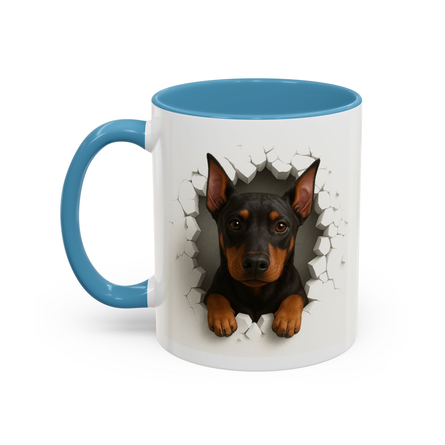Doberman Peekaboo Accent Coffee Mug – Cute Dog Lover Gift (11/15oz)