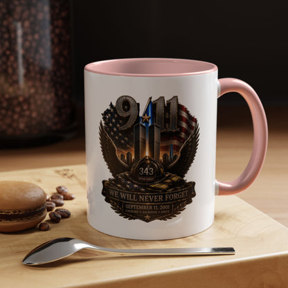 9/11 Memorial Coffee Mug - 'We Will Never Forget' Tribute Accent Mug