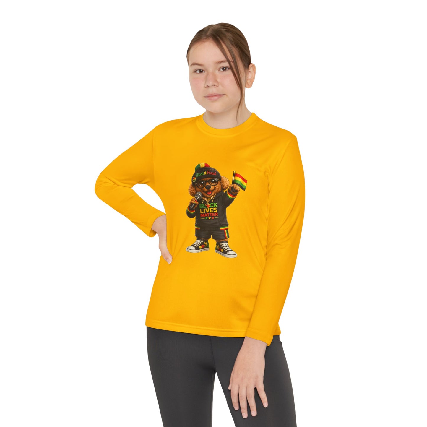 Youth Long Sleeve Tee — Black Lives Matter Kid Graphic with Rasta Flag