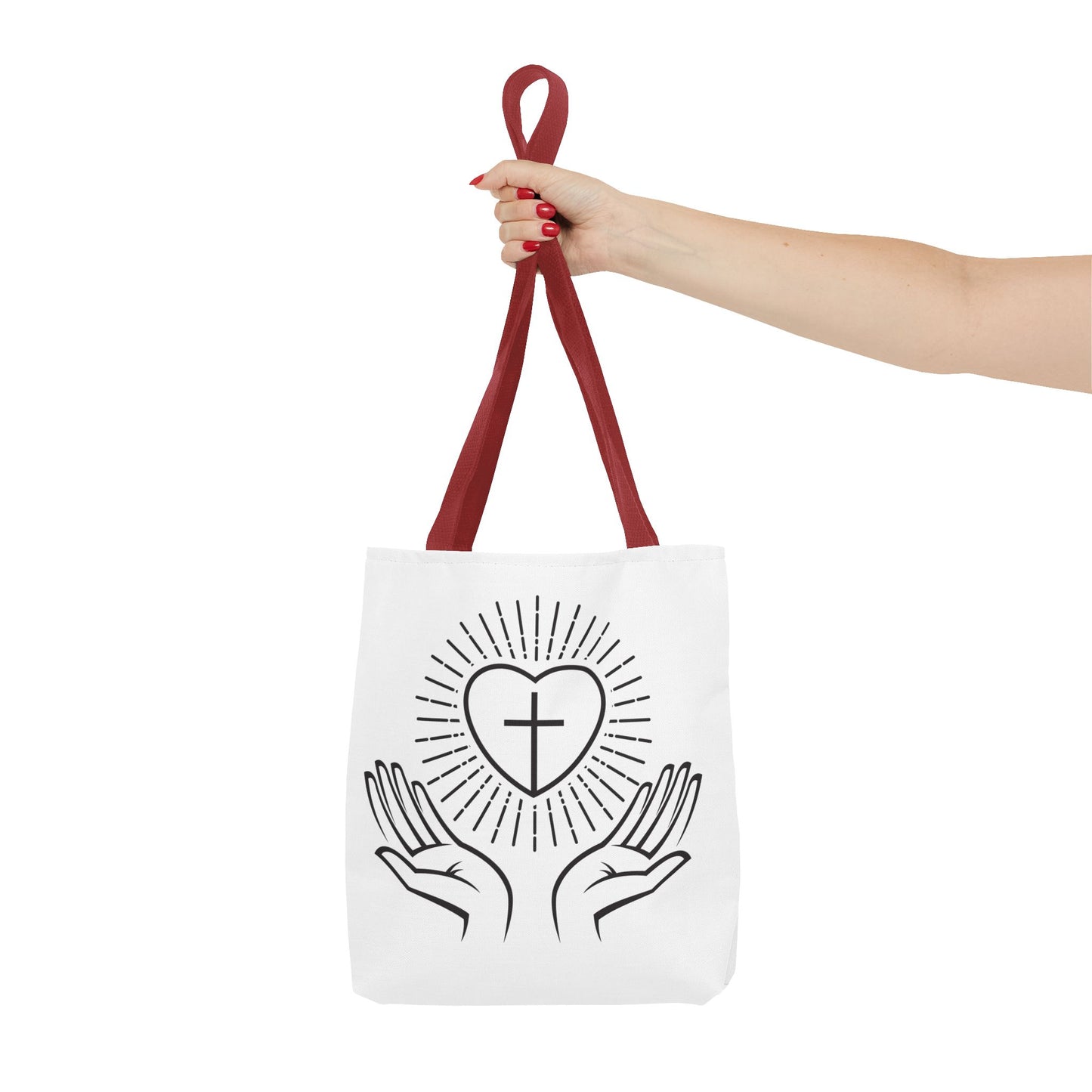 Christian Prayer Tote Bag — Heart & Cross Design