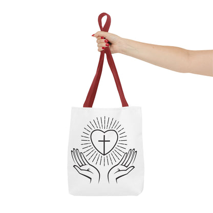 Christian Prayer Tote Bag — Heart & Cross Design