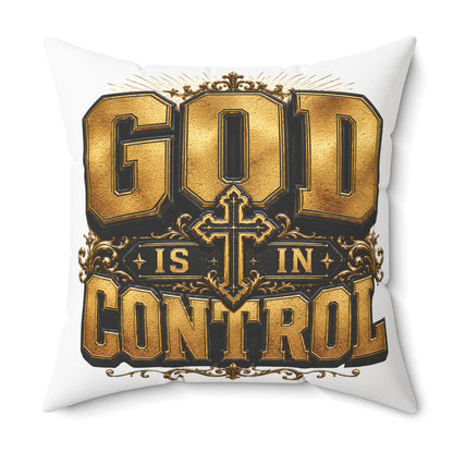 God Is In Control Decorative Pillow — Faith Christian Square Throw Pillow