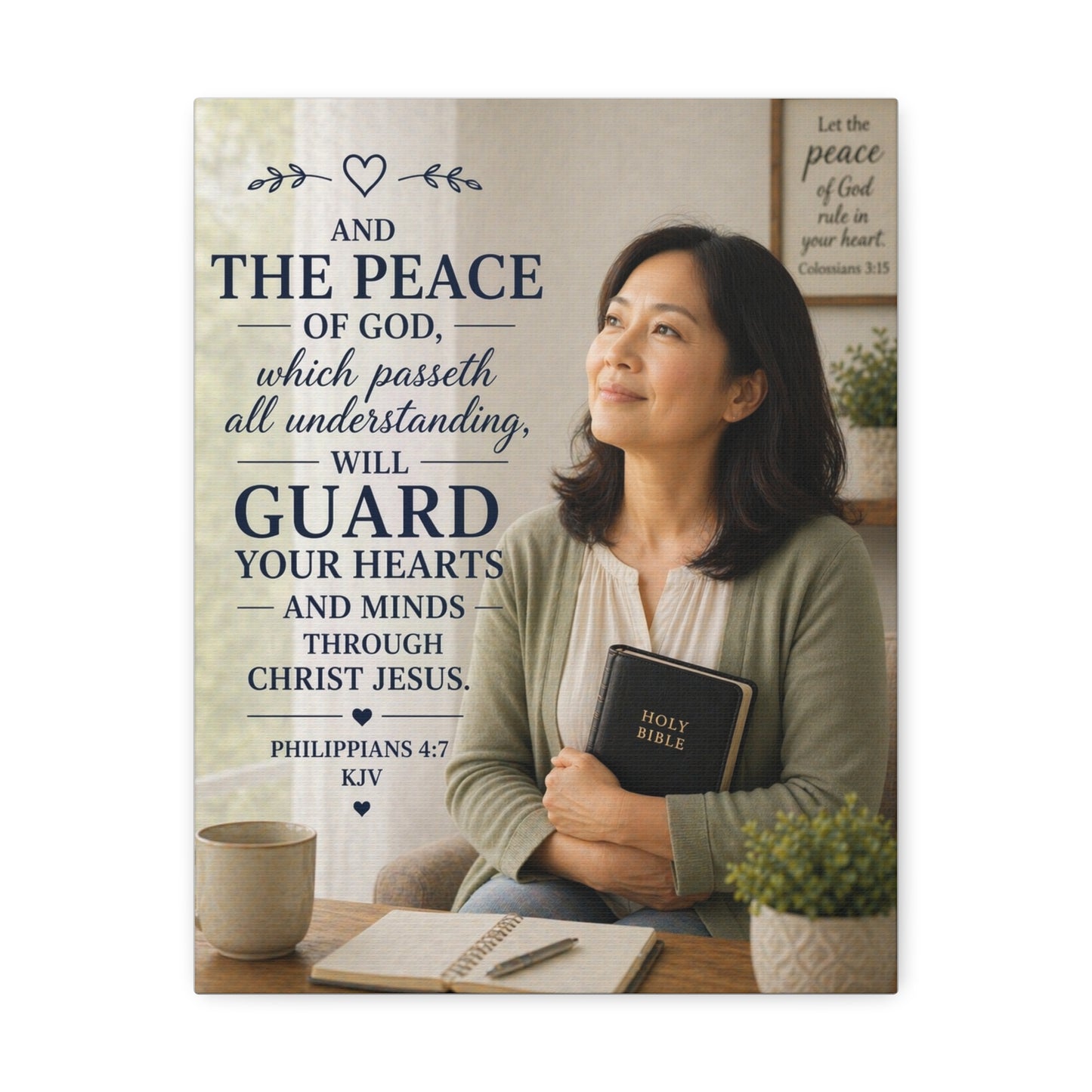 Peace of God Canvas Wall Art — Philippians 4:7 Scripture Print
