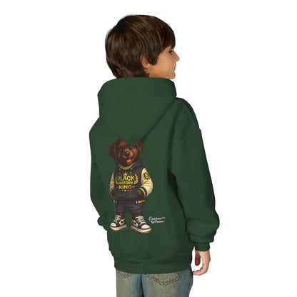 Youth Hoodie — 'Black History Kid' Puppy Graphic Sweatshirt