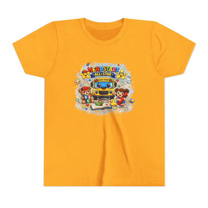 Youth Tee — "Headstart All-Star" Cute School Bus & Characters Back-to-School Shirt