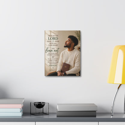 Stretched Canvas — "Trust in the Lord" Inspirational Bible Verse Wall Art (Proverbs 3:5-6)