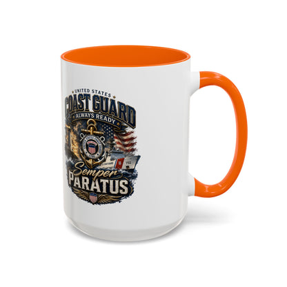 Coast Guard Semper Paratus Accent Coffee Mug – Patriotic Military Gift (11/15oz)