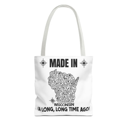 Made in Wisconsin Tote Bag — Vintage Map State Pride Tote ("A Long, Long Time Ago")