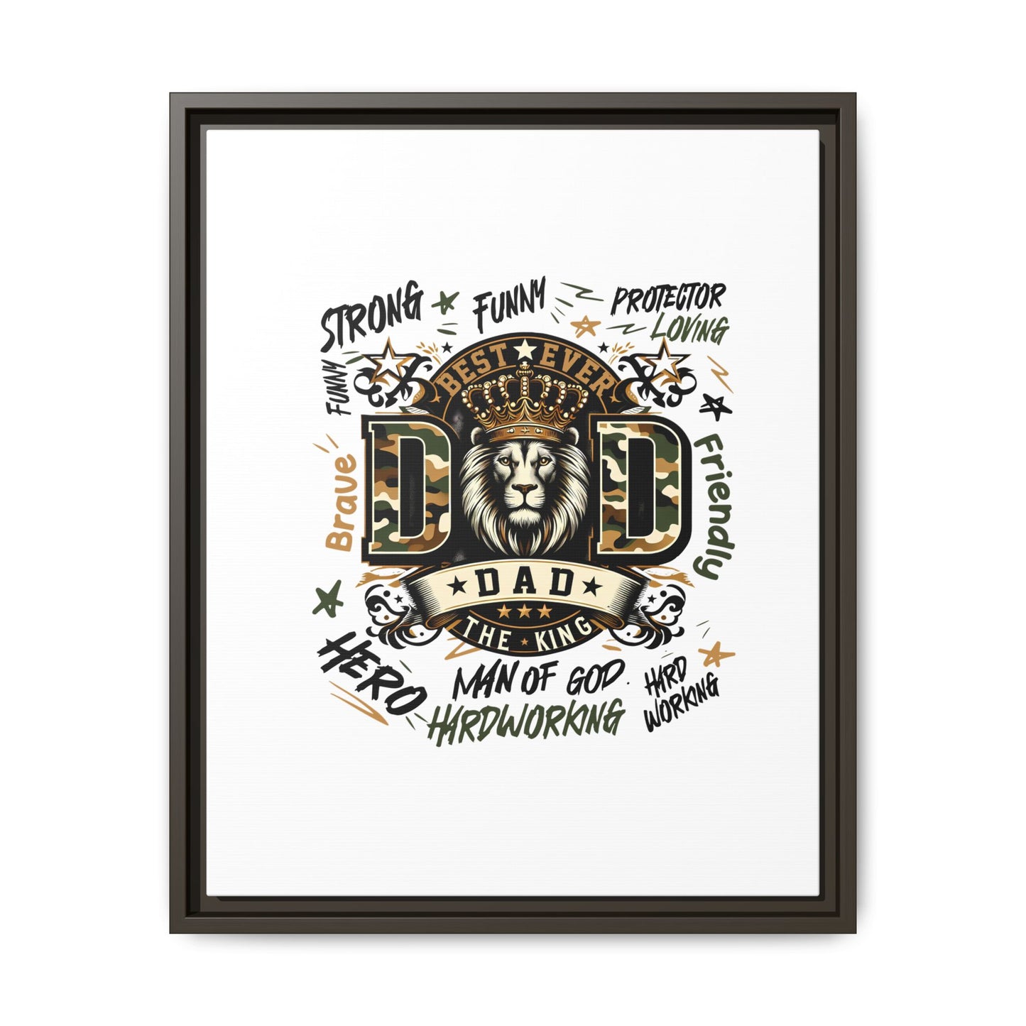 Framed Matte Canvas 'Best Ever DAD' Wall Art – Lion King Design, Father’s Day Gift