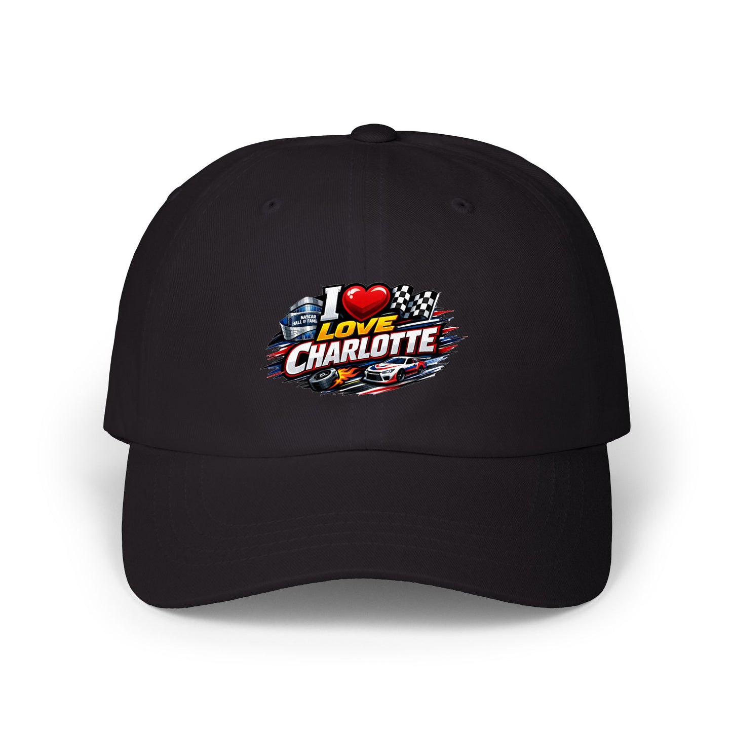 I Love Charlotte Dad Cap – Retro Racing Graphic Baseball Hat