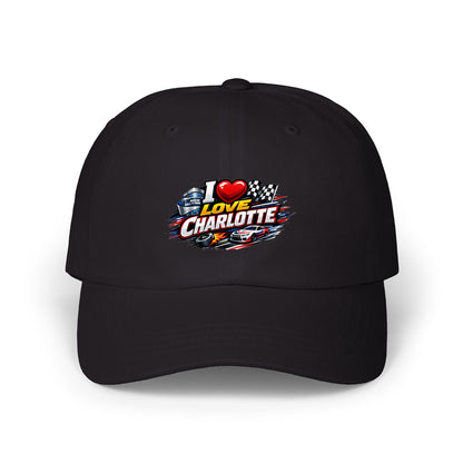 I Love Charlotte Dad Cap – Retro Racing Graphic Baseball Hat