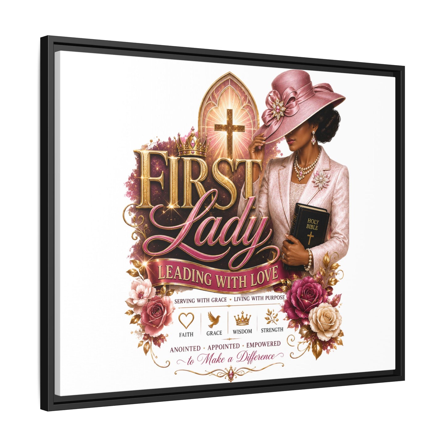 First Lady Faith Canvas Print — "First Lady: Leading With Love" Framed Matte Wall Art