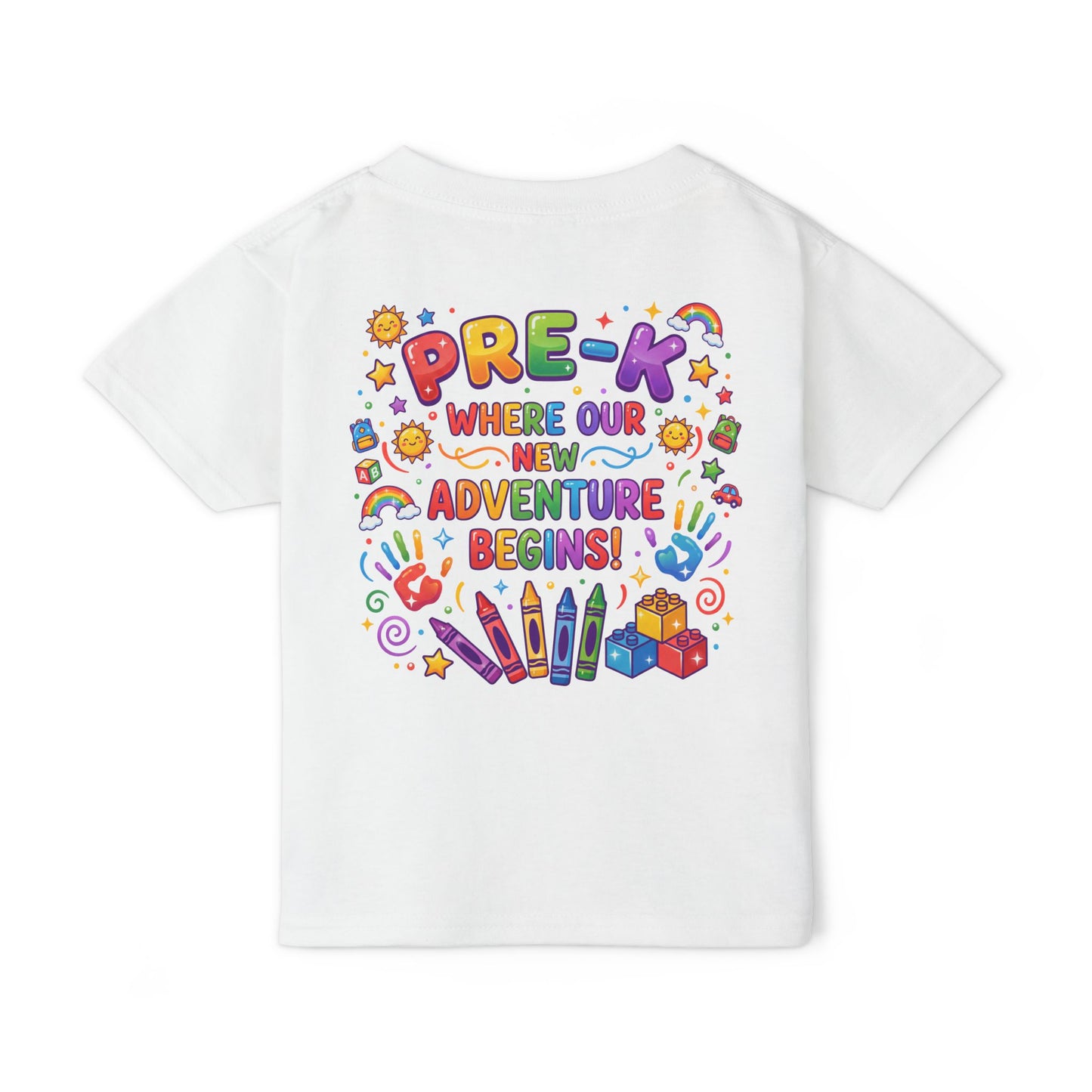 Toddler T‑Shirt — "Pre-K: Where Our New Adventure Begins!" Colorful Back-to-School Tee