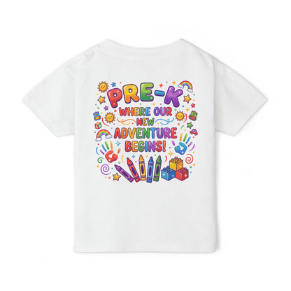 Toddler T‑Shirt — "Pre-K: Where Our New Adventure Begins!" Colorful Back-to-School Tee