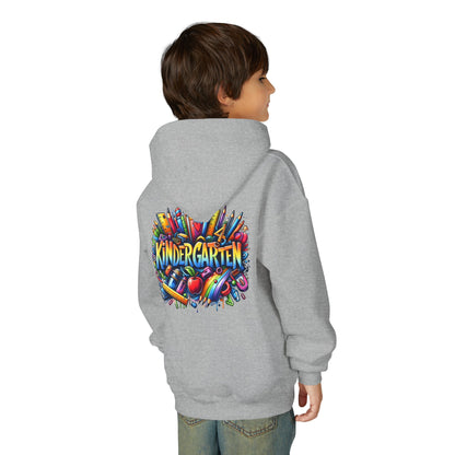 Kindergarten Kids Hoodie — Colorful School Supplies Back-to-School Sweatshirt