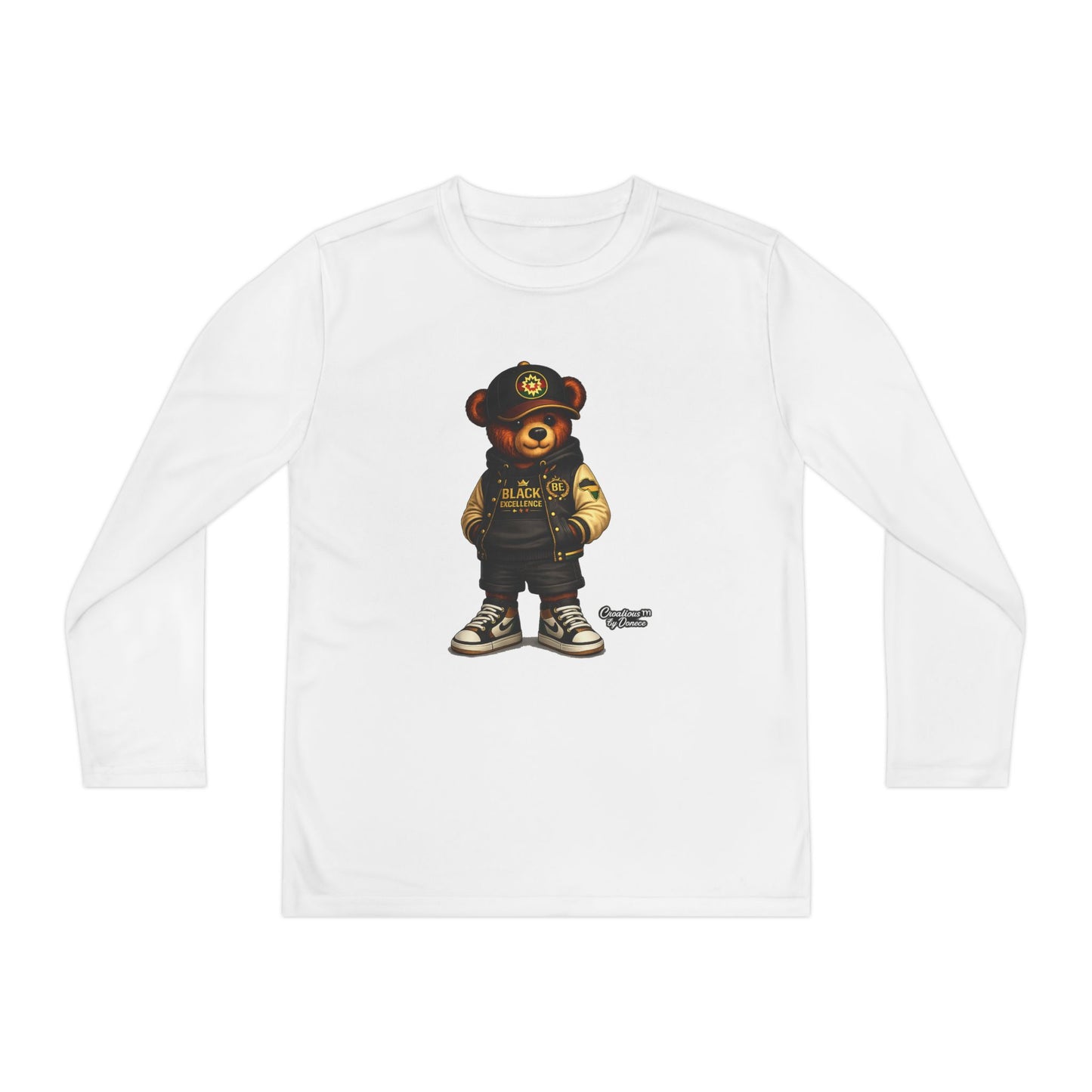 Youth Bear Police Officer Long Sleeve Tee — Cute Cop Bear Graphic Shirt