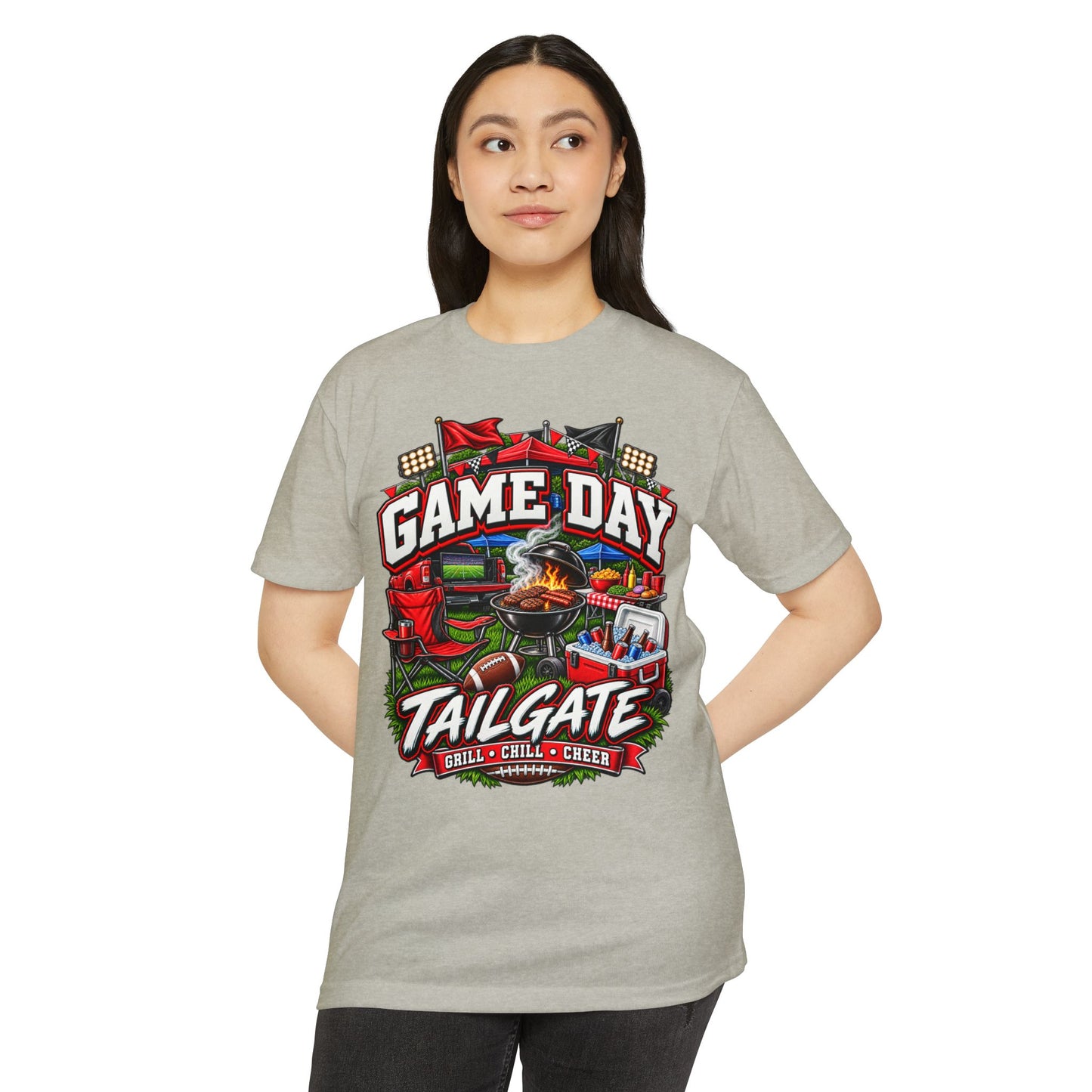 Game Day Tailgate T-Shirt — Grill, Chill & Cheer Football Tee