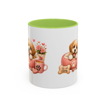 Cute Puppy Coffee Mug — Adorable 'Good Girl' Dog Design, Accent 11/15oz