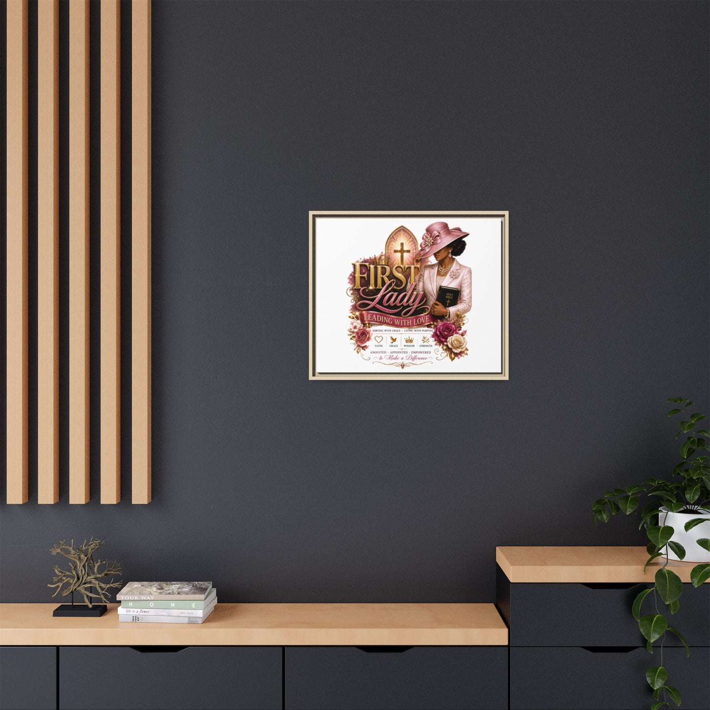 First Lady Faith Canvas Print — "First Lady: Leading With Love" Framed Matte Wall Art