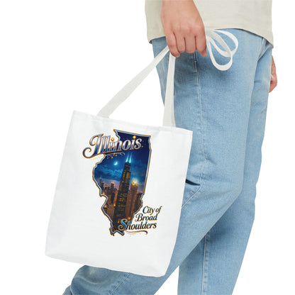 Illinois Skyline Tote Bag — "City of Broad Shoulders" Chicago Night Design