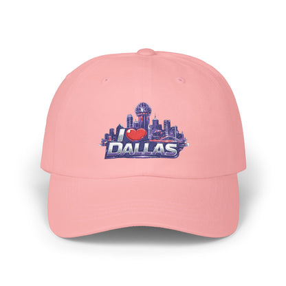 I Heart Dallas Dad Cap - White Embroidered Skyline Baseball Hat