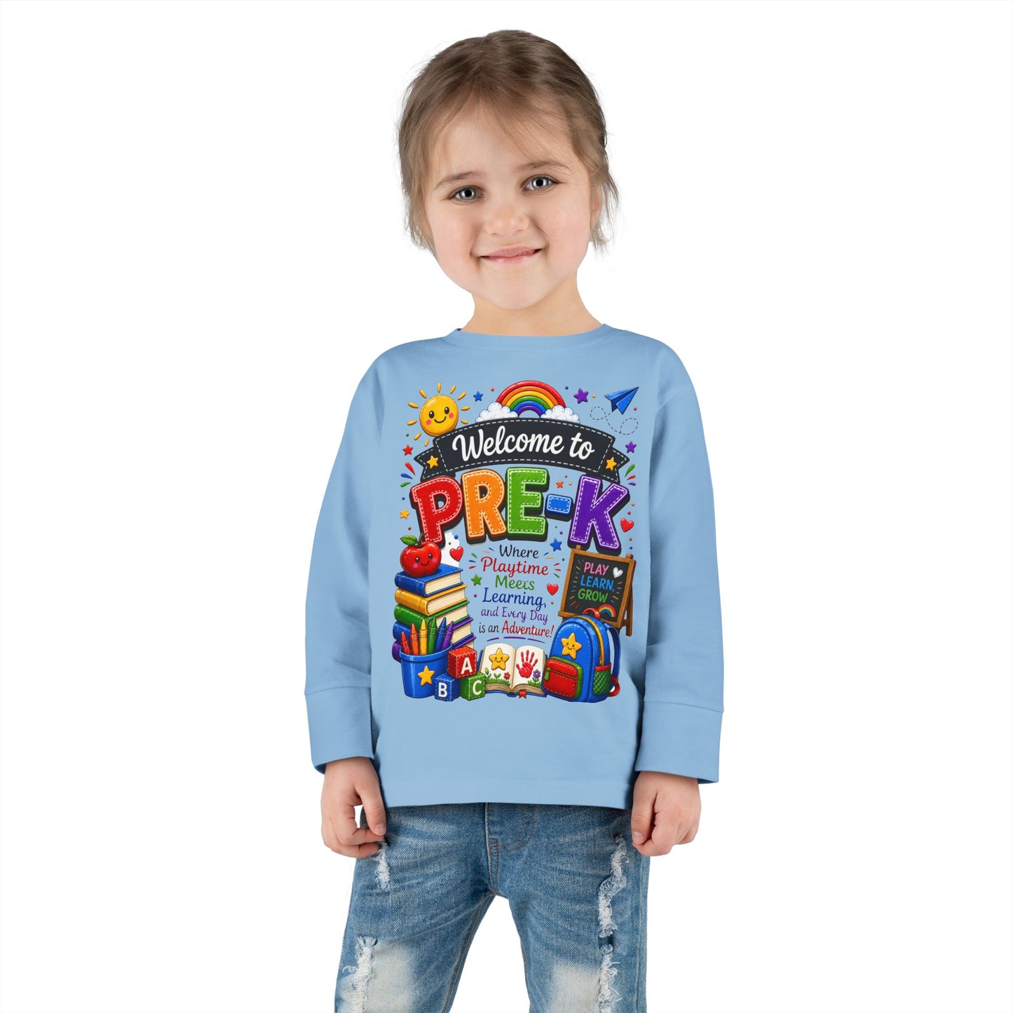 Welcome to Pre-K Toddler Long Sleeve Tee — Colorful Back-to-School Preschool Shirt