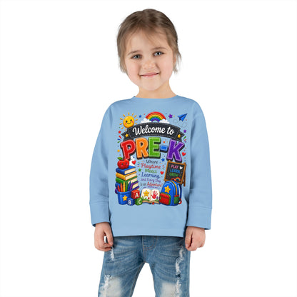 Welcome to Pre-K Toddler Long Sleeve Tee — Colorful Back-to-School Preschool Shirt
