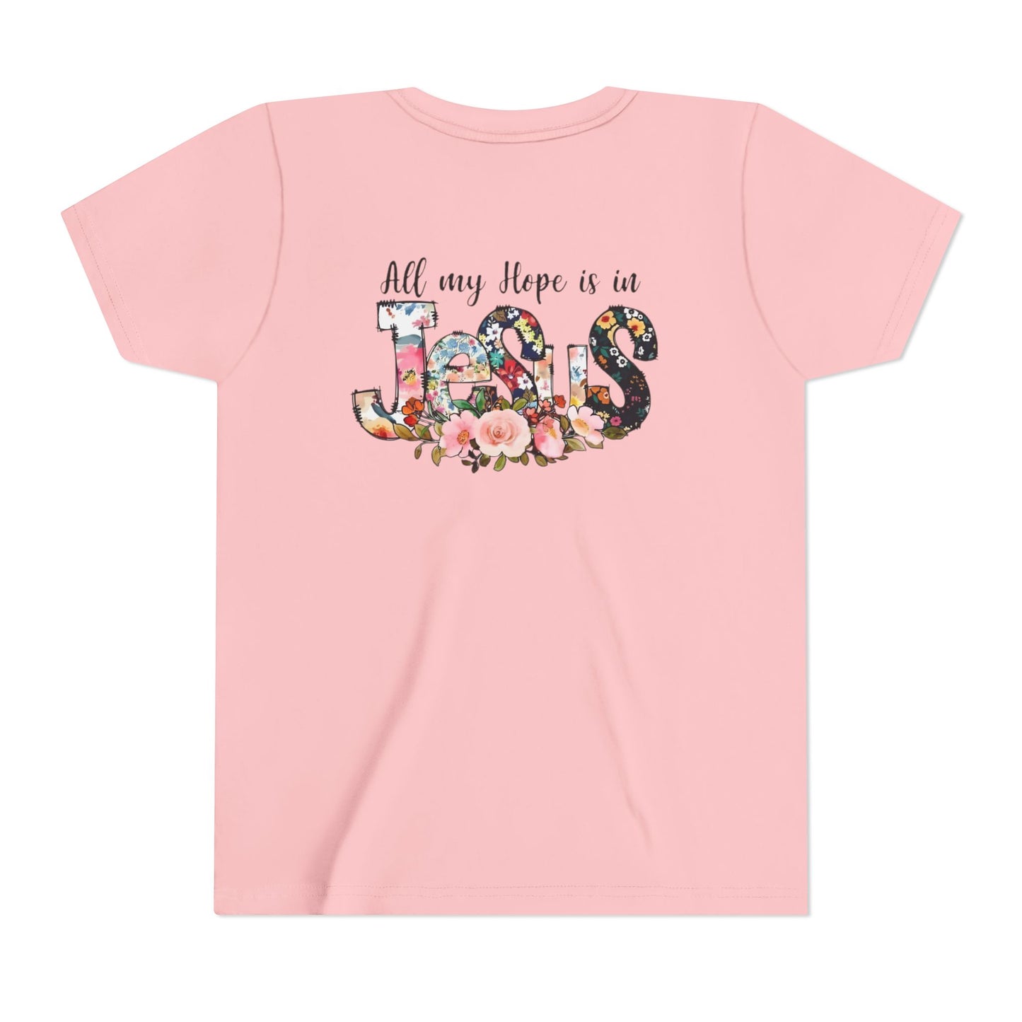 Youth Tee — "All My Hope Is in Jesus" Floral Christian Shirt