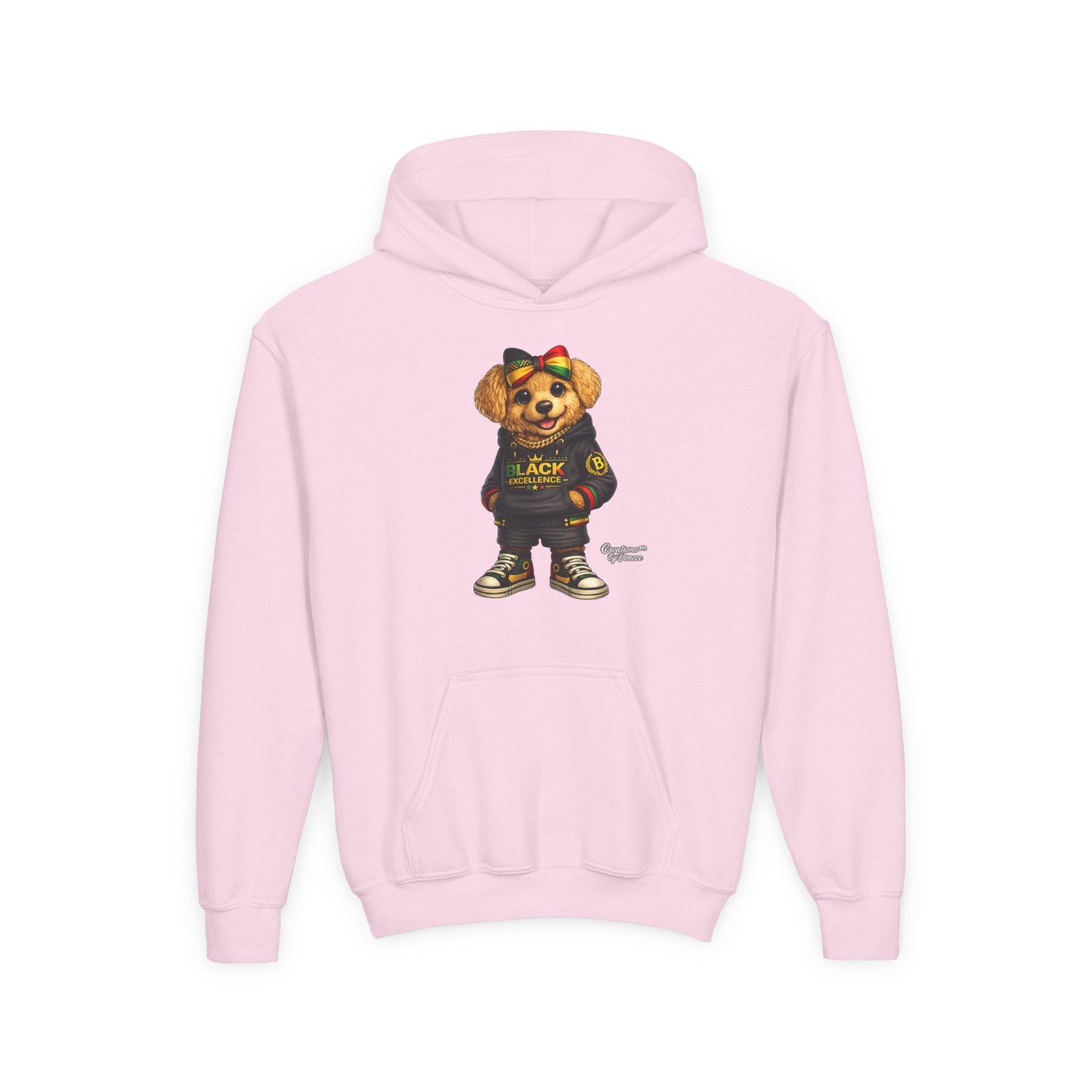 Youth Hoodie — Black Excellence Bear Graphic Sweatshirt (Kids)