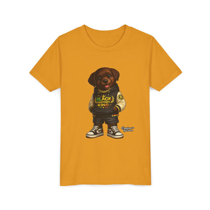 Youth Tee — 'Black History King' Puppy Graphic Shirt