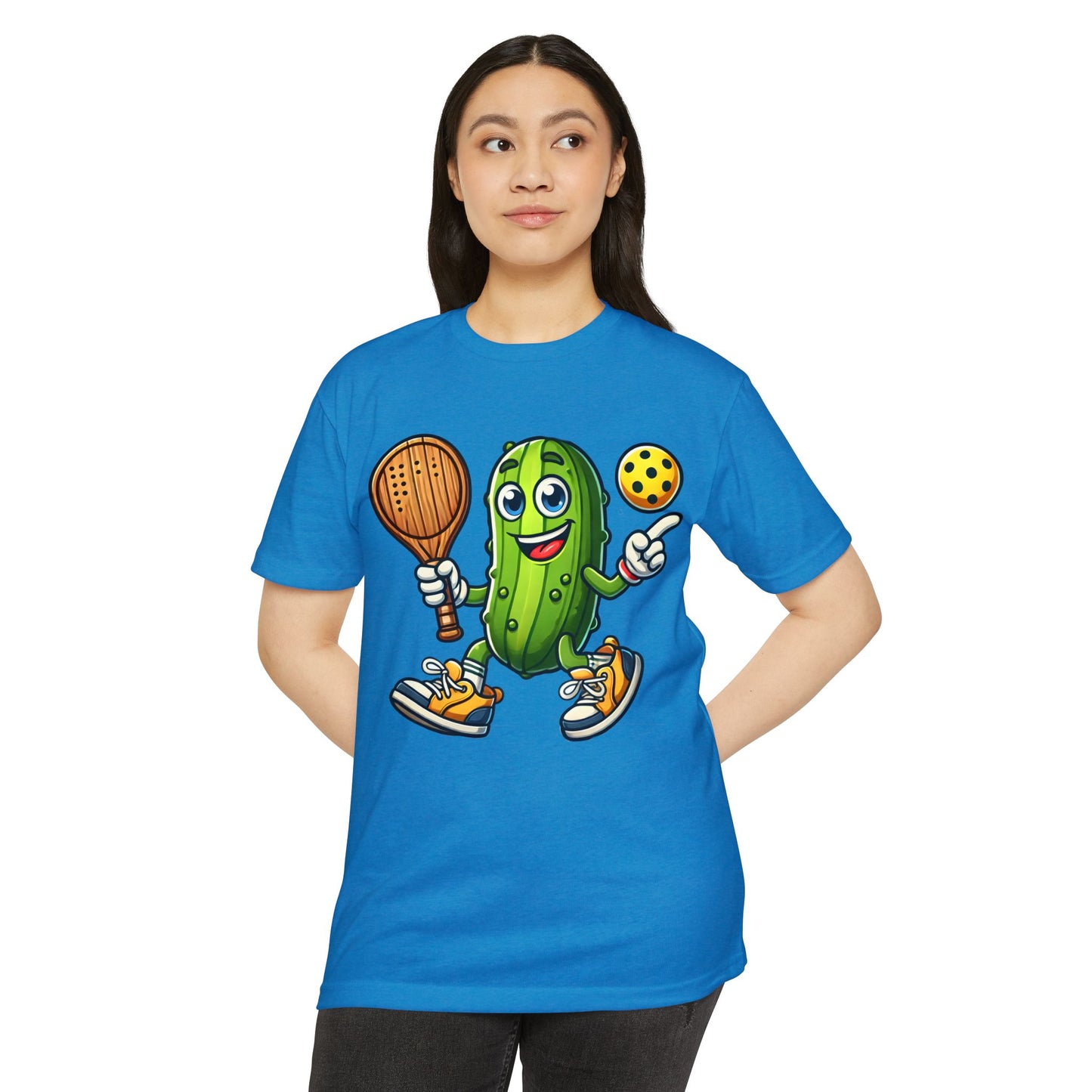 Pickle Pickleball T-Shirt – Cute Pickle Playing Pickleball Graphic Tee